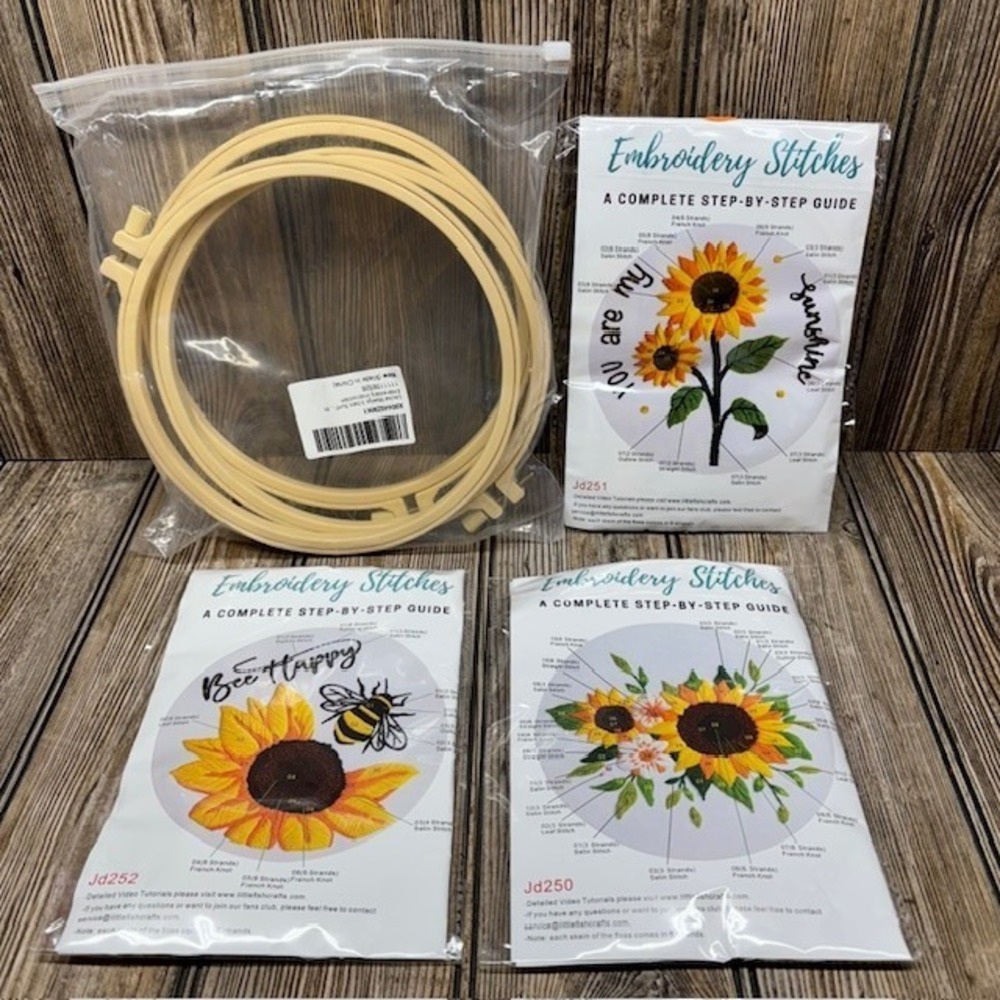 Louise Maelys 3 Sets Sunflowers Embroidery Kit for Beginners
